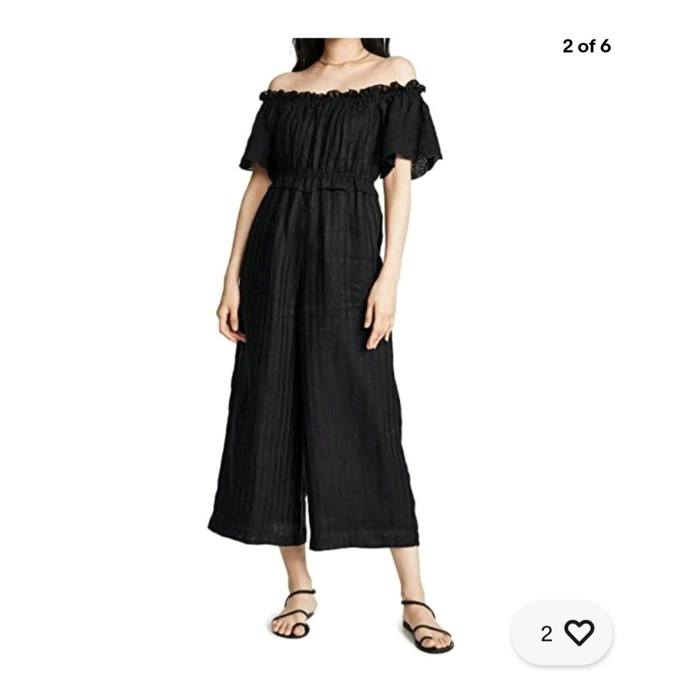 Joie xs alverna embroidered linen jumpsuit runs big wide leg quiet luxery